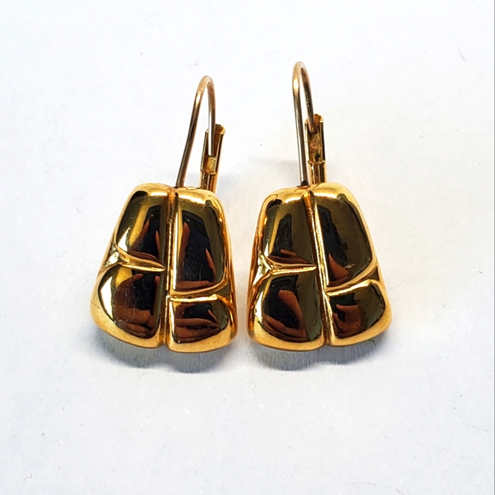Vintage Anne Klein Gold Tone Pebbled Dangle Earrings